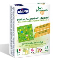 Plasturi colorati si parfumati cu ulei din lemongrass si eucalipt Natural, 12 bucati, Chicco