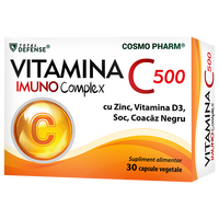 Vitamina C 500 Imuno Complex cu Zinc, Soc, Coacaz Negru si Vitamina D3, 30 capsule vegetale, Cosmopharm