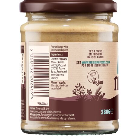 Crema de arahide si cocos, 280 g, Meridian 600502