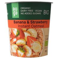Porridge bio instant din ovaz integral cu banane si capsuni, 60 g, Auga