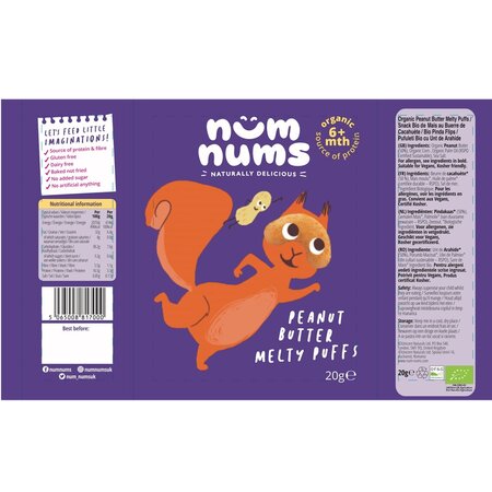 Pufuleti bio cu unt de arahide, 20 g, Num Nums 600544