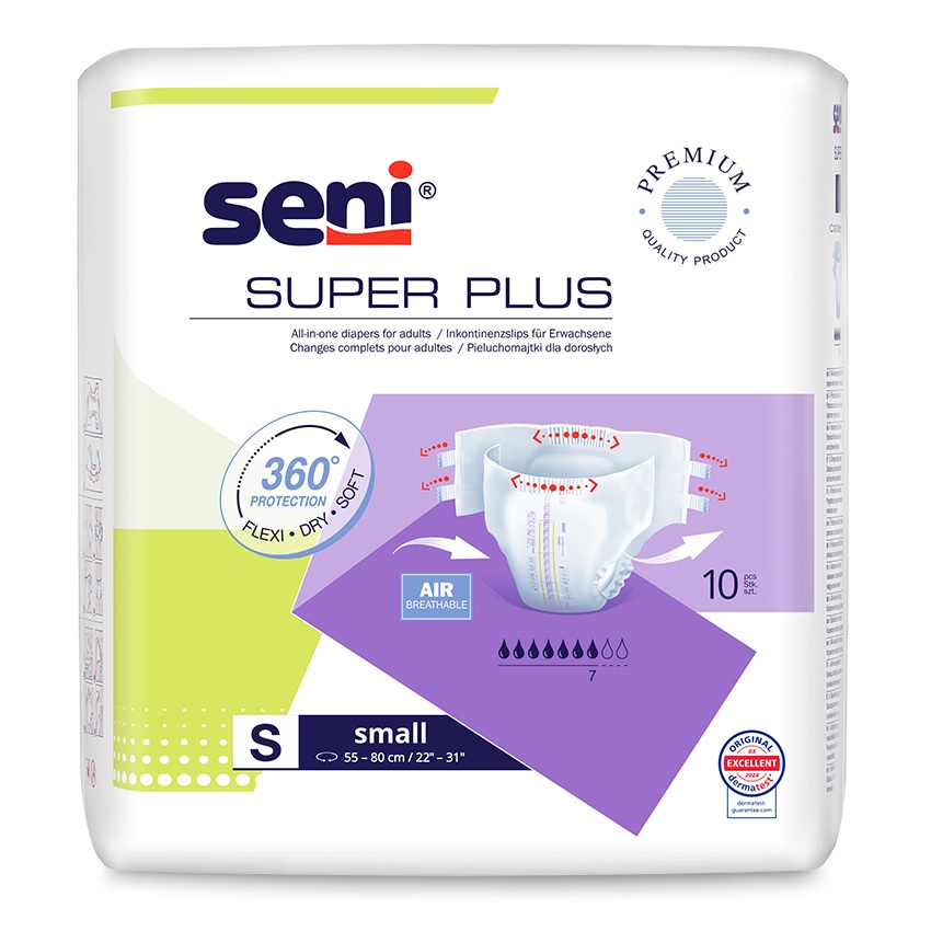 Scutece pentru adulti cu sistem inchis Super Seni Plus, Small, 10 bucati, Seni