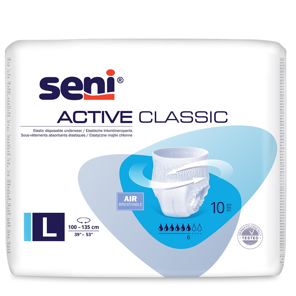 Chilot elastic absorbant Active Classic, Large, 10 bucati, Seni
