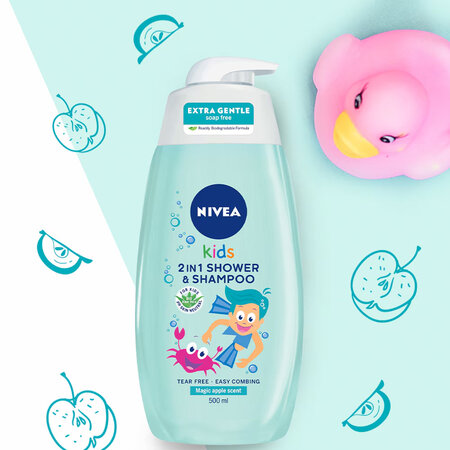Sampon si gel de dus 2 in 1 pentru copii Kids, 500 ml, Nivea 600722