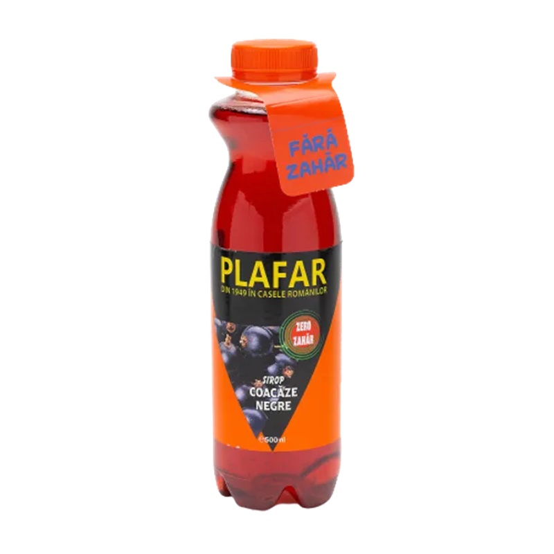 Sirop cu Coacaze negre Zero Zahar, 500 ml, Plafar