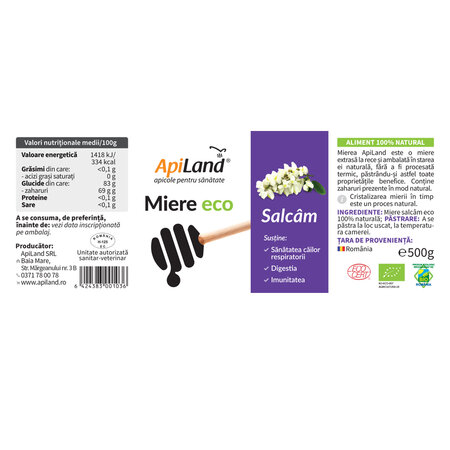 Miere de salcam Eco, 500 g, Apiland 600967