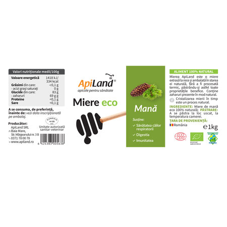 Miere de mana Eco, 1 kg, Apiland 701325