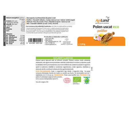 Polen uscat Eco, 130 g, Apiland 701268