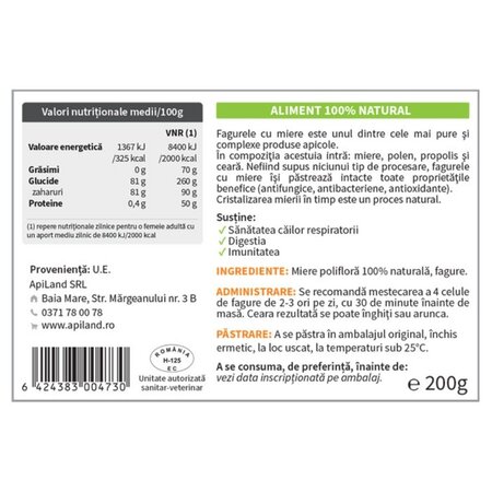 Fagure cu miere, 200 g, Apiland 701112