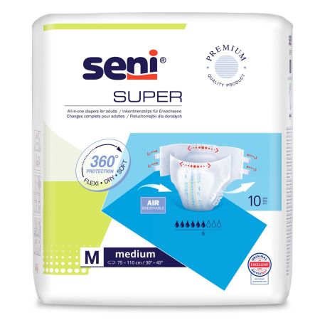 Scutece cu sistem inchis Super Seni, Medium, 10 bucati, Seni