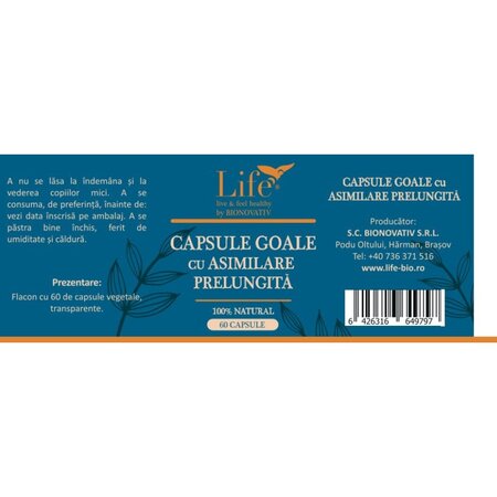 Capsule goale cu asimilare prelungita Life, 60 bucati, Bionovativ 714434