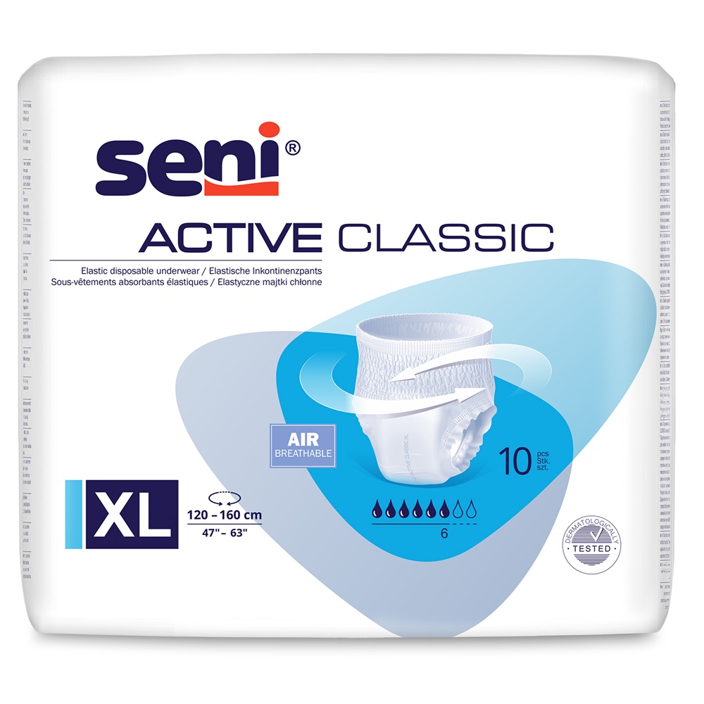 Chilot elastic absorbant Active Classic, Extra Large, 10 bucati, Seni