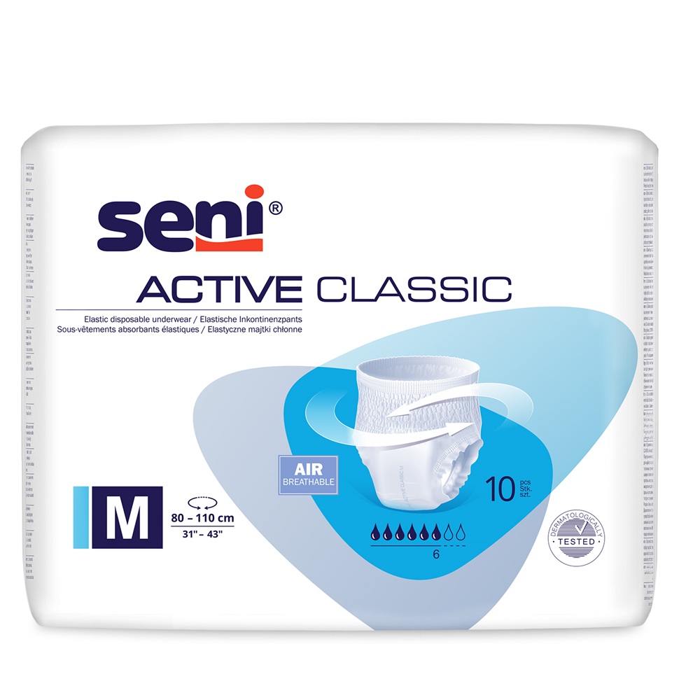 Chilot elastic absorbant Active Classic, Medium, 10 bucati, Seni