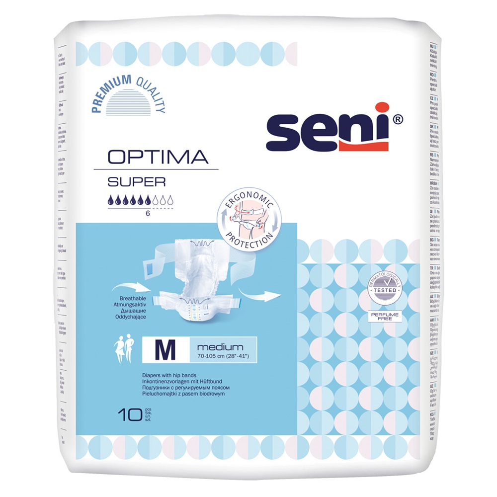 Scutece cu sistem semi-deschis Optima, Medium, 10 bucati, Seni