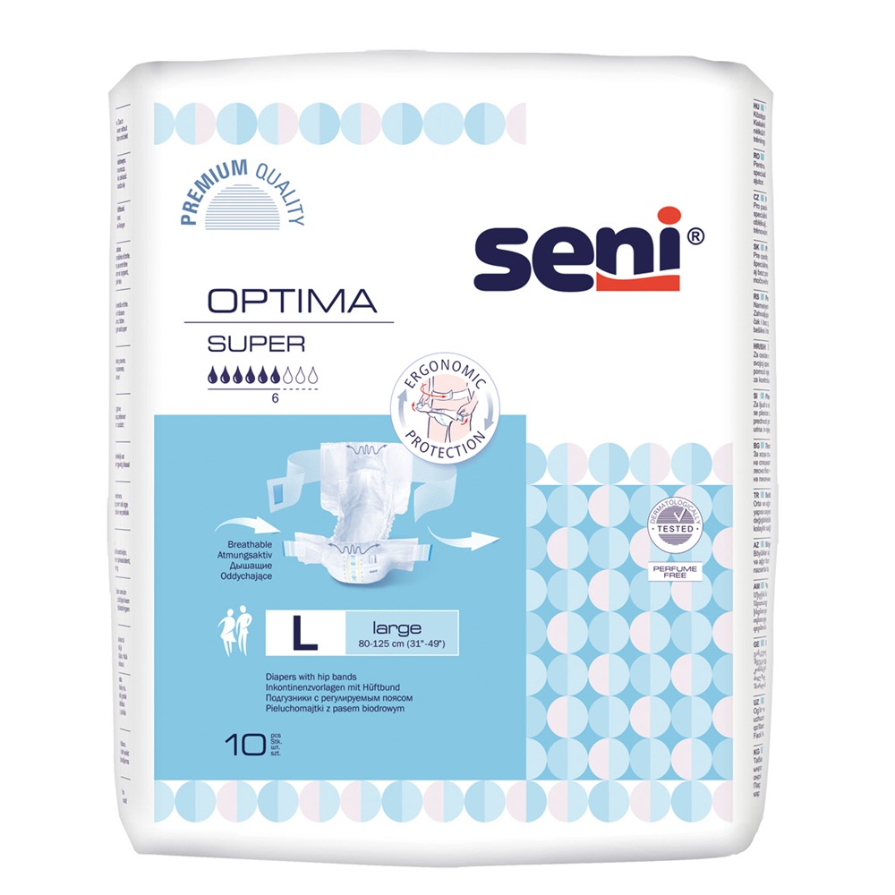 Scutece cu sistem semi-deschis Optima, Large, 10 bucati, Seni