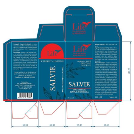 Capsule cu ulei esential de salvie Life, 30 capsule, Bionovativ 710841