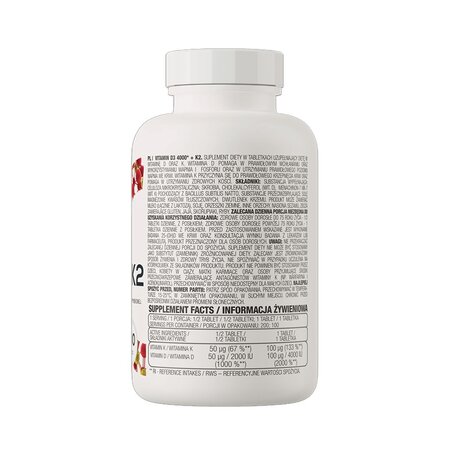 Vitamin D3 4000 IU si Vitamina K2, 100 tablete, OstroVit 601194