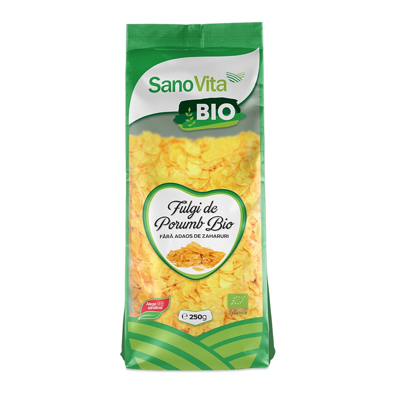 Fulgi bio de porumb, 250 g, Sanovita