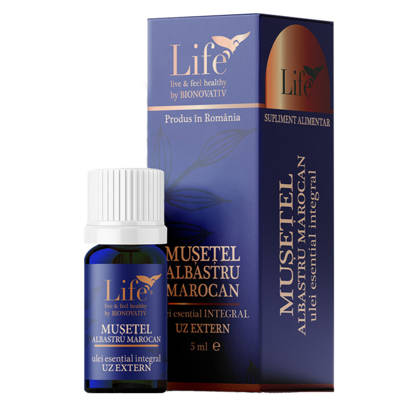 Ulei esential integral de Musetel albastru marocan, 5 ml, Bionovativ