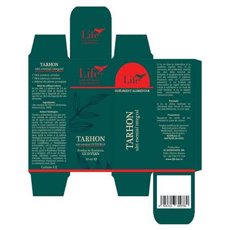 Ulei esential integral de tarhon Life, 10 ml, Bionovativ 705796
