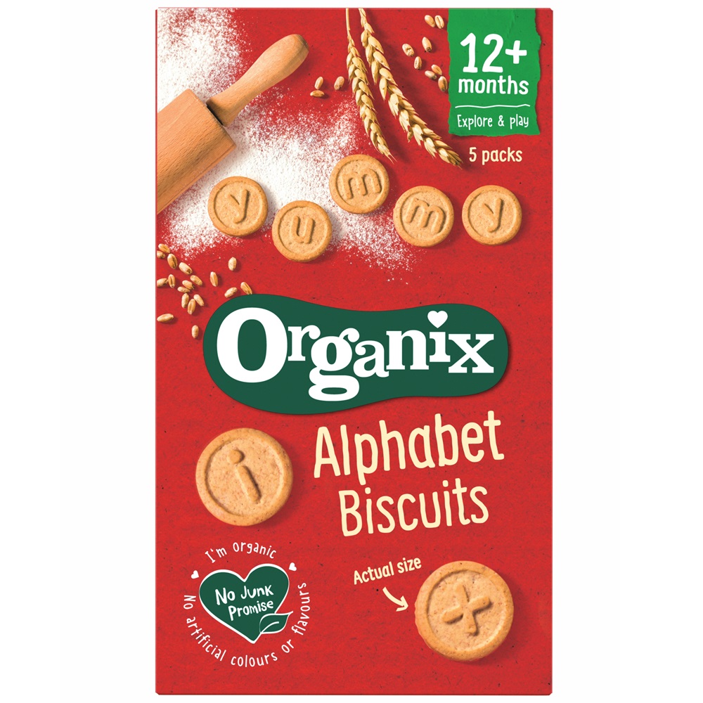 Biscuiti ecologici Alfabet 12 luni+, 5 bucati x 25 g, Organix