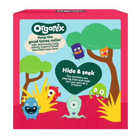 Biscuiti ecologici cu umplutura de capsuni si mere 36 luni+ Jammie Monsters, 8 x 8 g, Organix 756909