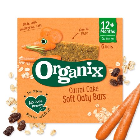 Batoane ecologice din ovaz integral cu morcov si mere 12 luni+, 6x23 g, Organix 601287