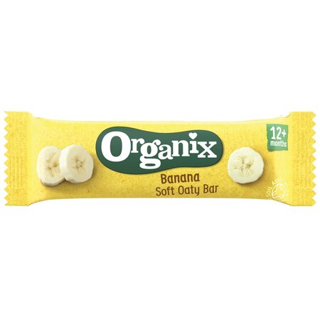 Batoane ecologice din ovaz integral cu banane 12 luni+, 6x23 g, Organix 601311