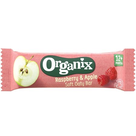 Batoane ecologice din ovaz integral cu mere si zmeura 12 luni+, 6x23 g, Organix 601373