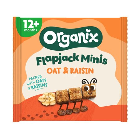 Cubulete ecologice moi din ovaz integral si stafide 12 luni+ Flapjack, 4 x 20 g, Organix 757000