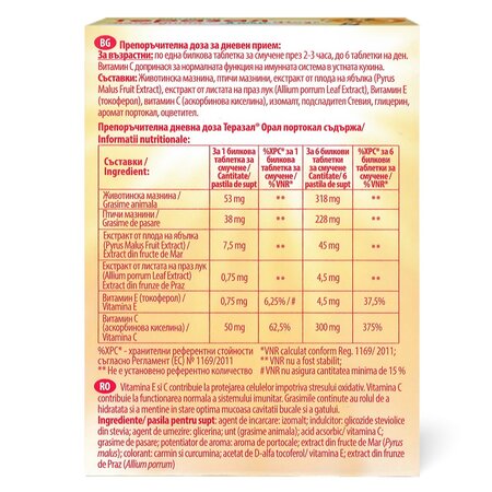 Pastile pentru supt din plante cu aroma de portocale Therasal Oral Orange, 18 pastile, Vedra 713111