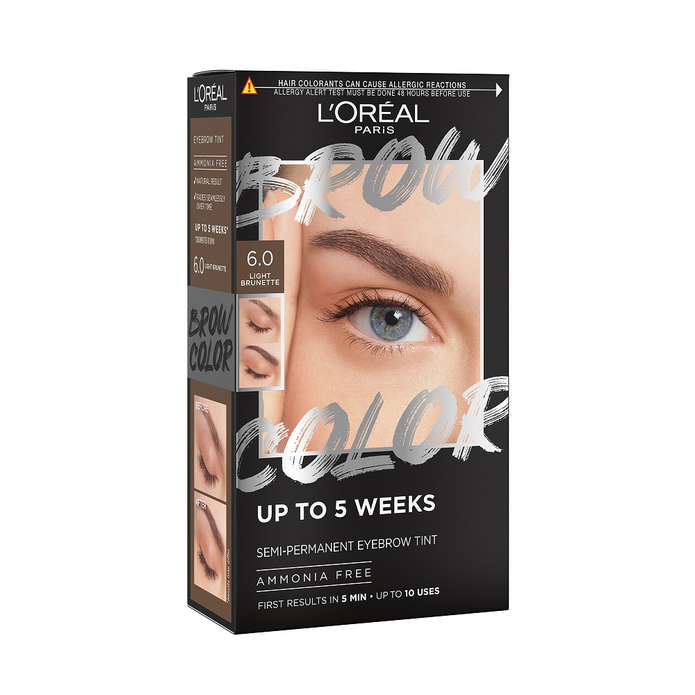 Kit colorare semi-permanenta sprancene Brow Color, nuanta 6.0 Light Brunette, Loreal