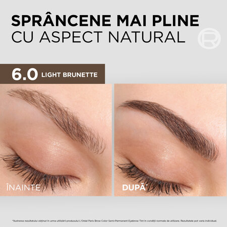 Kit colorare semi-permanenta sprancene Brow Color, nuanta 6.0 Light Brunette, Loreal 601946