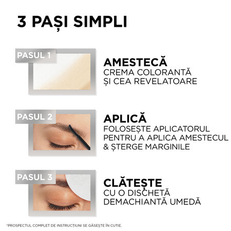 Kit colorare semi-permanenta sprancene Brow Color, nuanta 6.0 Light Brunette, Loreal 601948