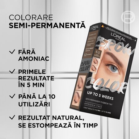 Kit colorare semi-permanenta sprancene Brow Color nuanta 7.0 Dark Blonde Brow Color, nuanta 7.0 Dark Blonde, Loreal 601958