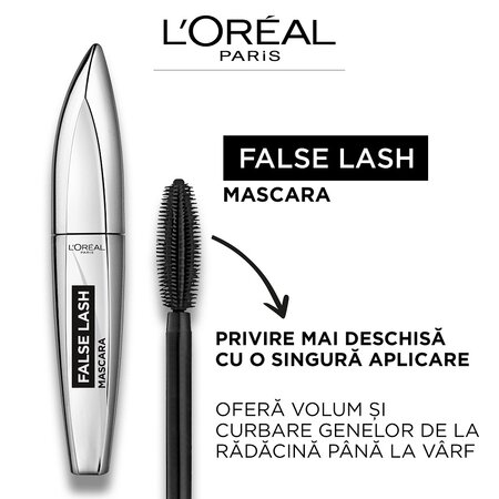 Mascara cu efect de gene false False Lash Black, 8.9 ml, Loreal 602136