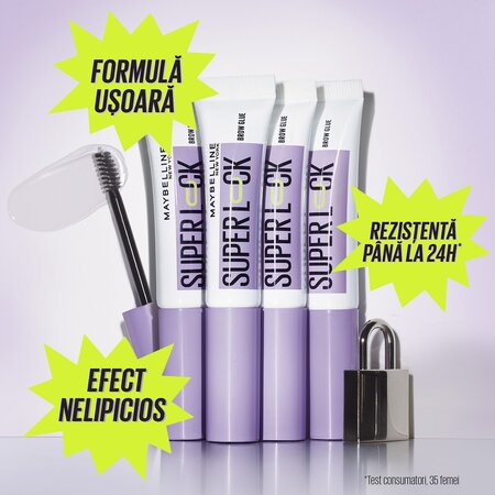 Mascara pentru fixarea sprancenelor Lash SuperLock Brow Glue, 7 ml, Maybelline 602282
