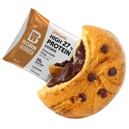 Biscuite proteic cu bucati de ciocolata Deluxe Chocolate Chip, 75 g, Born Winner 602294