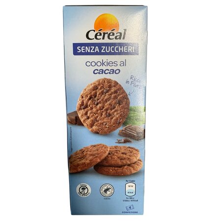 Biscuiti fara zahar cu cacao si bucati de ciocolata, 130 g, Cereal 602460