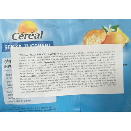 Mini prajituri fara zahar cu aroma de lamaie, 196 g, Cereal 602469