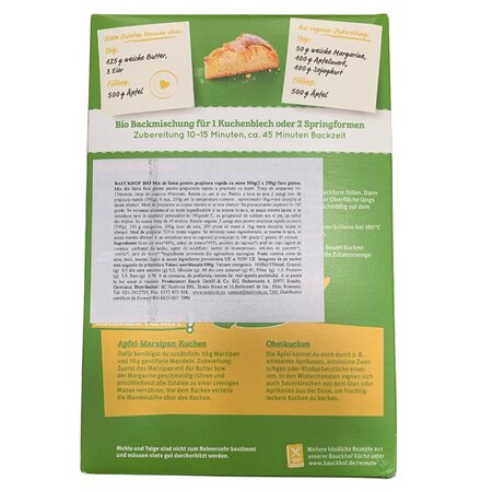 Mix eco fara gluten pentru tort de mere, 500 g, Bauckhof 602505