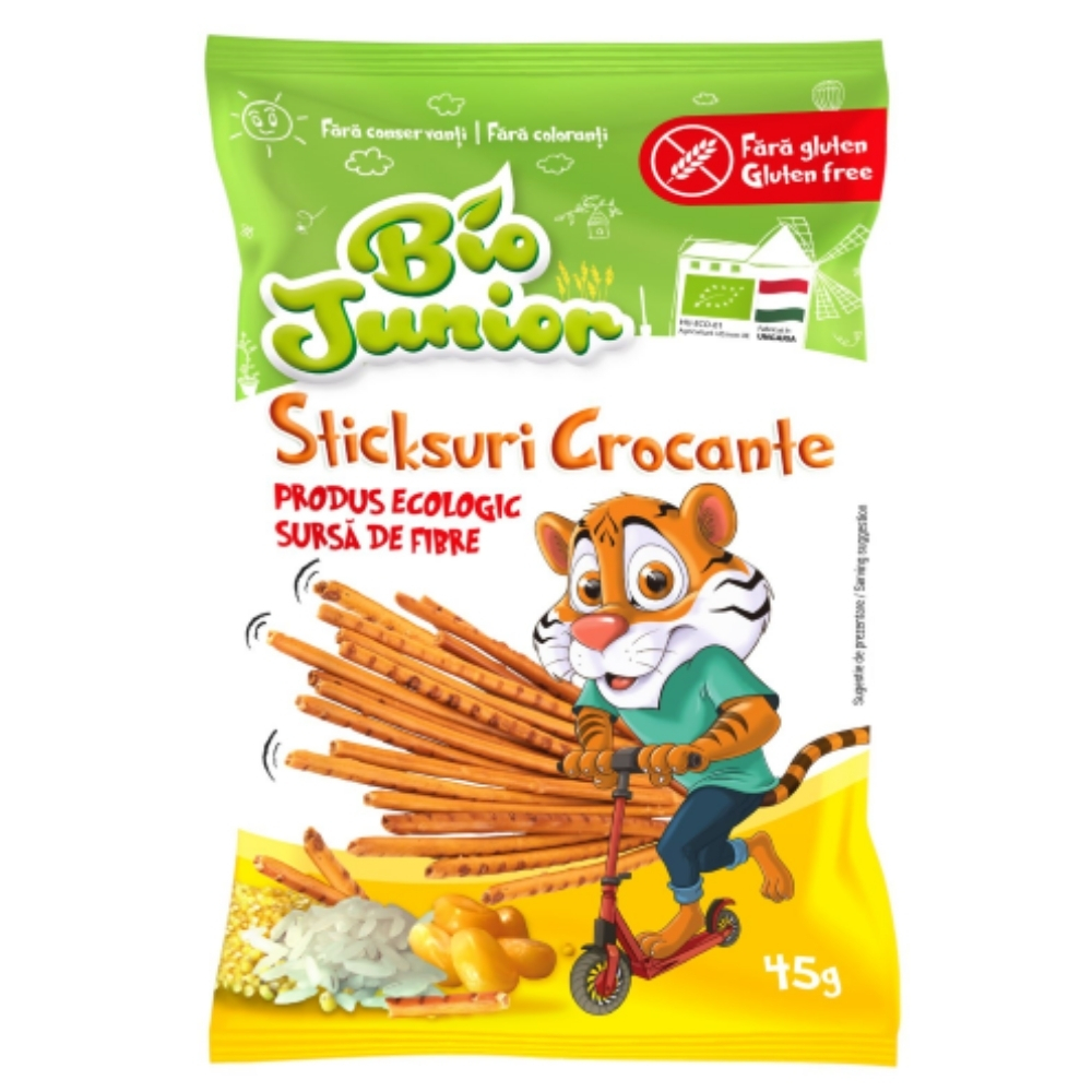 Sticks-uri eco fara gluten, 45 g, Bio Junior