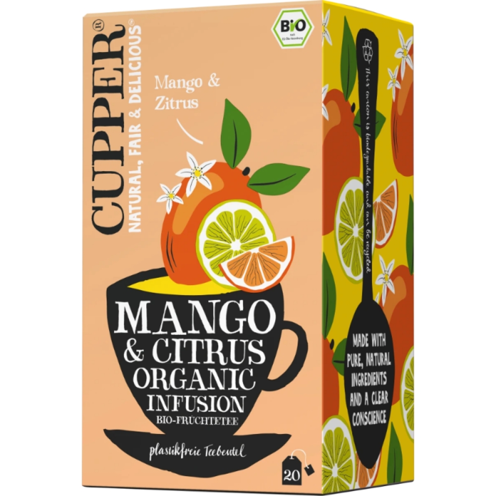 Infuzie eco din mango si citrice, 20 plicuri, Cupper