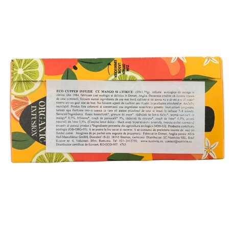 Infuzie eco din mango si citrice, 20 plicuri, Cupper 602556
