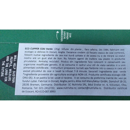 Ceai verde eco, 20 plicuri, Cupper 602583