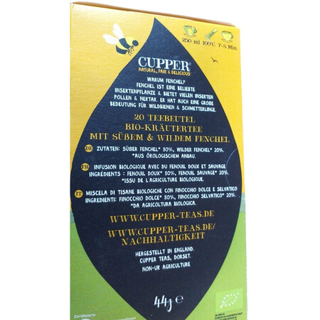 Infuzie eco din fenicul, 20 plicuri, Cupper 602589