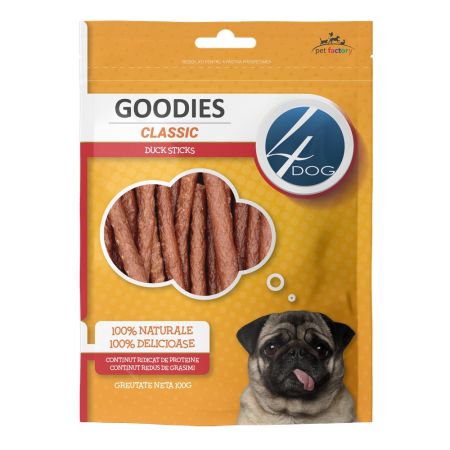 Recompense cu rata pentru caini 4Dog Classic Duck Sticks, 100 g, Goodies
