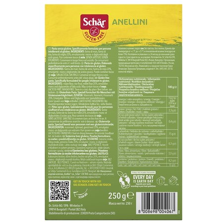 Paste fara gluten Anellini, 250 g, Schar 603132