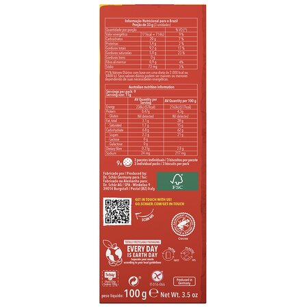 Biscuiti cu fulgi de ciocolata fara gluten Choco Chip, 100 g, Schar 603158