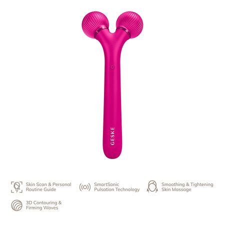 Roller pentru masaj facial 4 in 1 Magenta Sonic, 1 bucata, Geske 603378